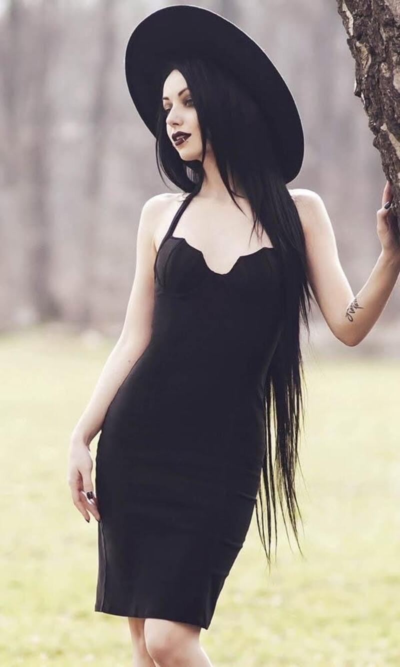 KILLSTAR Bad Ghoul Midi Dress XXL Black Gothic Halter Bodycon Bustier NWT